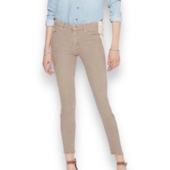 Mother The Looker Ankle Fray in So Far Gone Tan Straight Leg Women's 28 - Picture 1 of 16